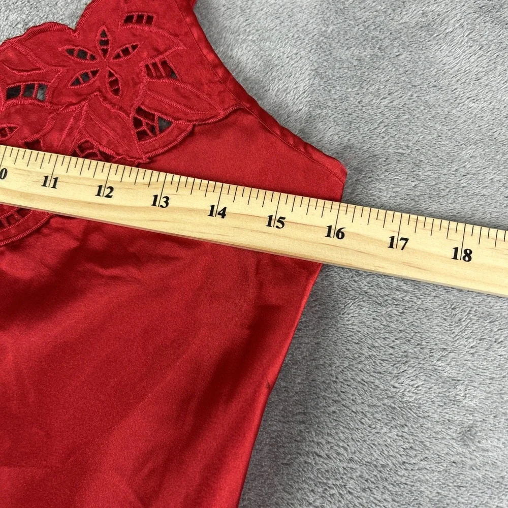 Vintage Inner Most Red Satin Slip Dress Small‎ Embroidery Lace Cut Out Feminine